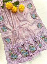 Silk Lilac Festival Wear Cut Work Saree